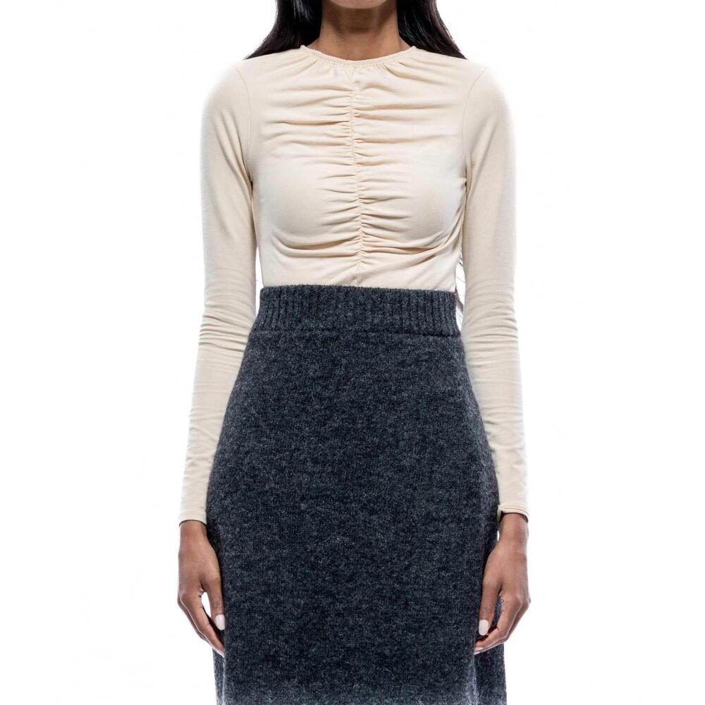 NEW TOIT VOLANT totty long sleeve top in oyster